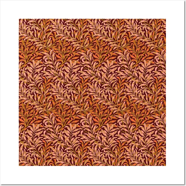 William Morris Willow Bough Orange on Red Wall Art by tiokvadrat